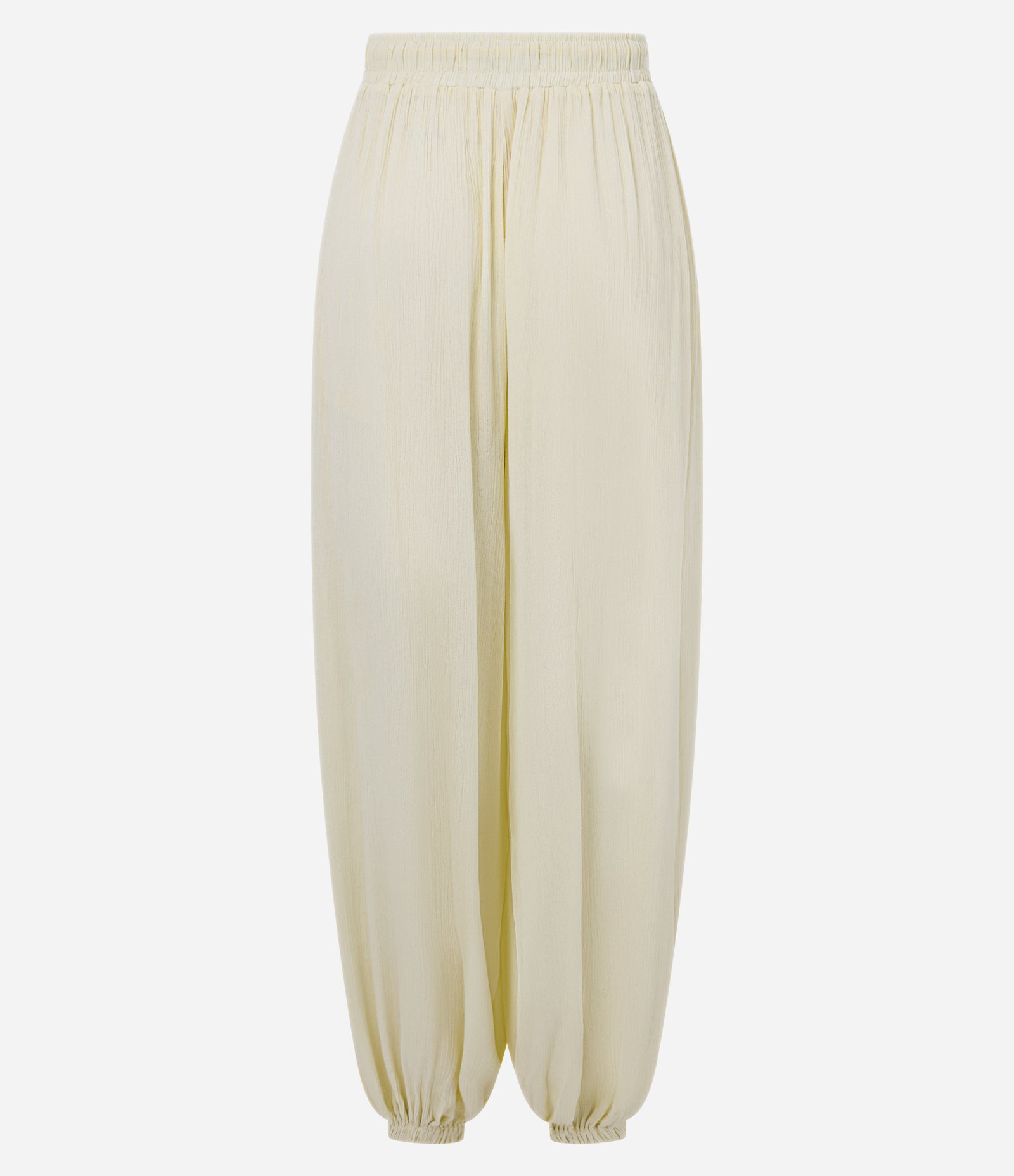 Calça Balloon em Viscose com Barra Franzida Bege 7