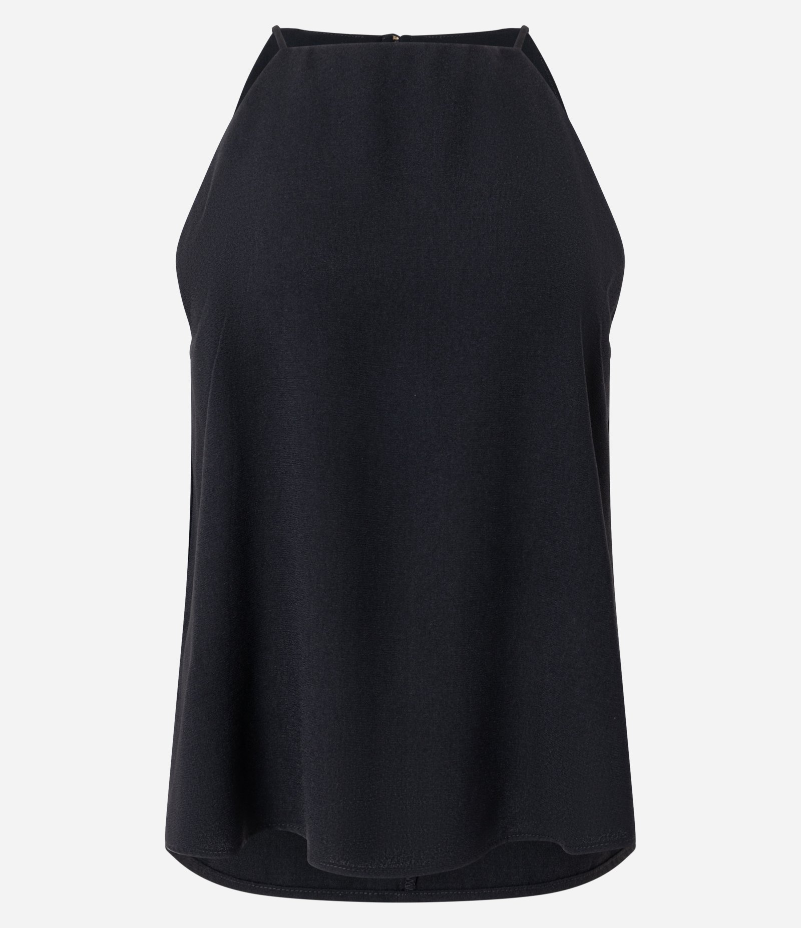 Blusa Feminina Sem Manga Halterneck em Crepe Preto 1