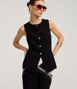 Colete Alfaiatado em Viscose com Barra Estruturada