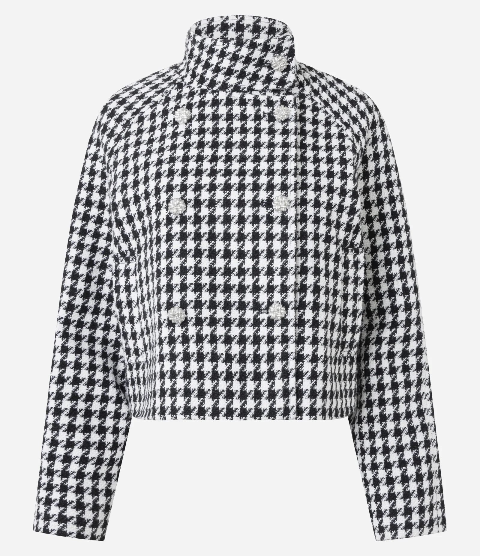 Casaco Curto com Estampa Pied de Poule Branco/Preto 5