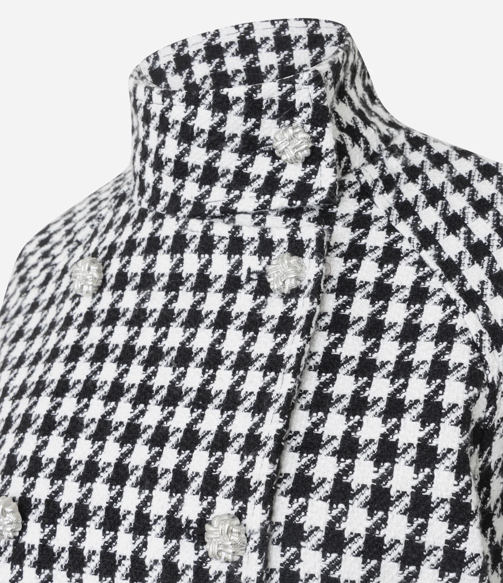 Casaco Curto com Estampa Pied de Poule Branco/Preto 6