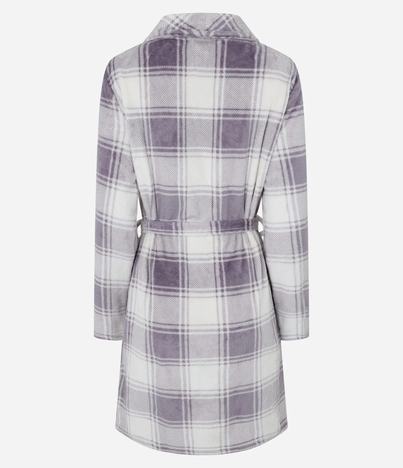 Robe Regular em Fleece com Estampa Xadrez Roxo 2