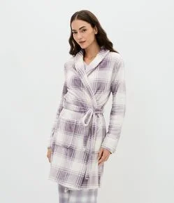 Robe Regular em Fleece com Estampa Xadrez