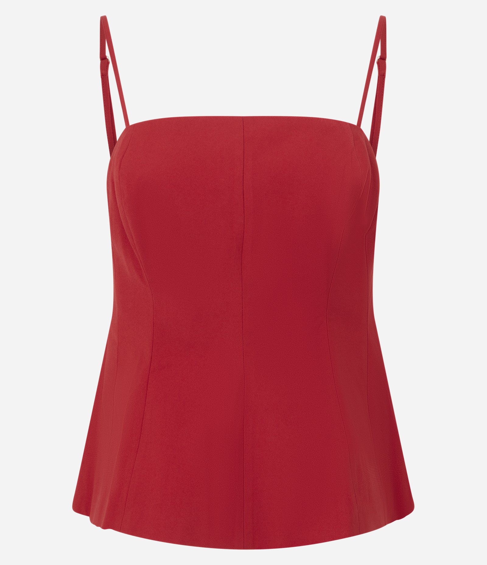 Blusa Peplum em Crepe com Alças Finas Reguláveis Vermelho 5