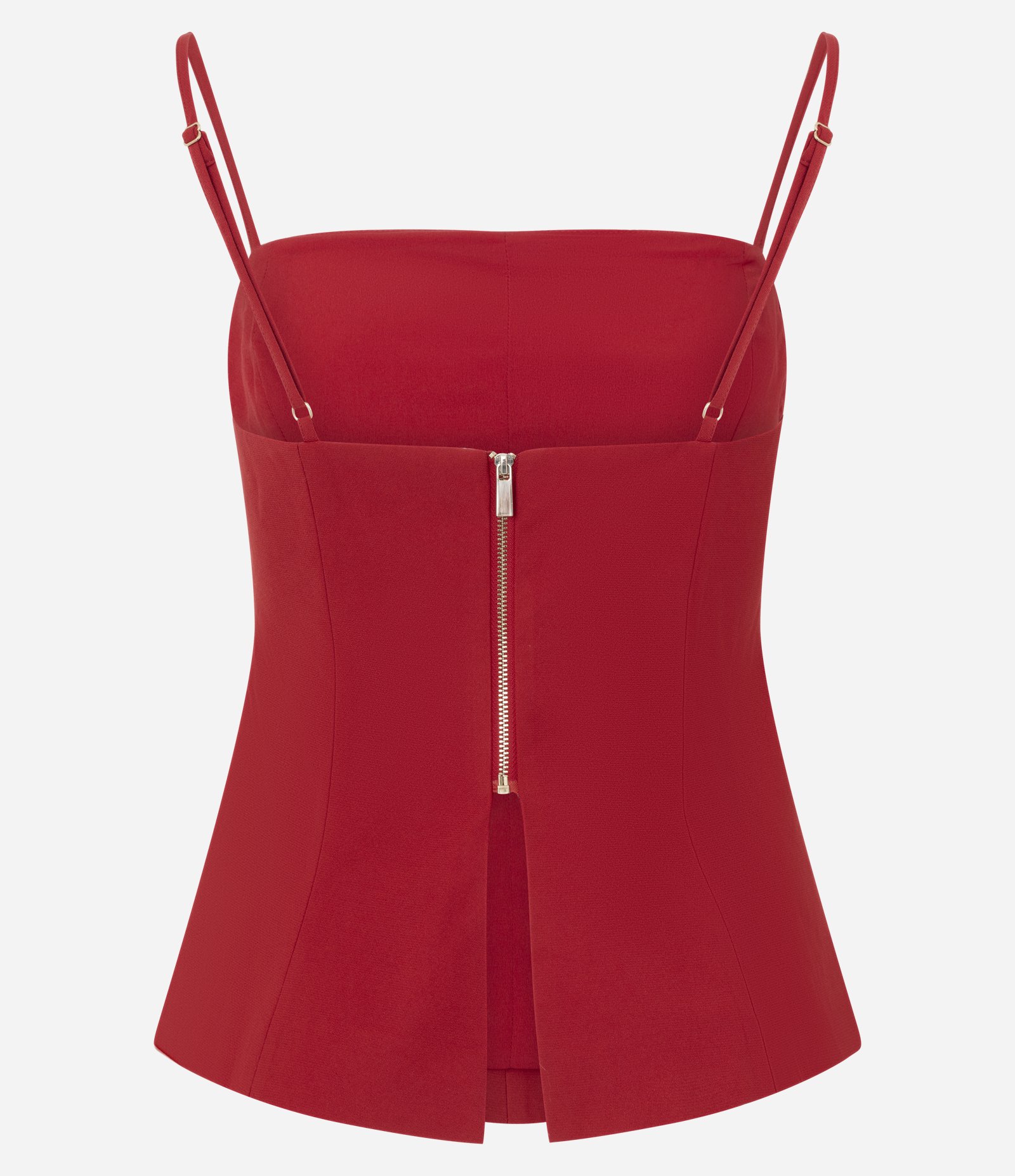 Blusa Peplum em Crepe com Alças Finas Reguláveis Vermelho 6