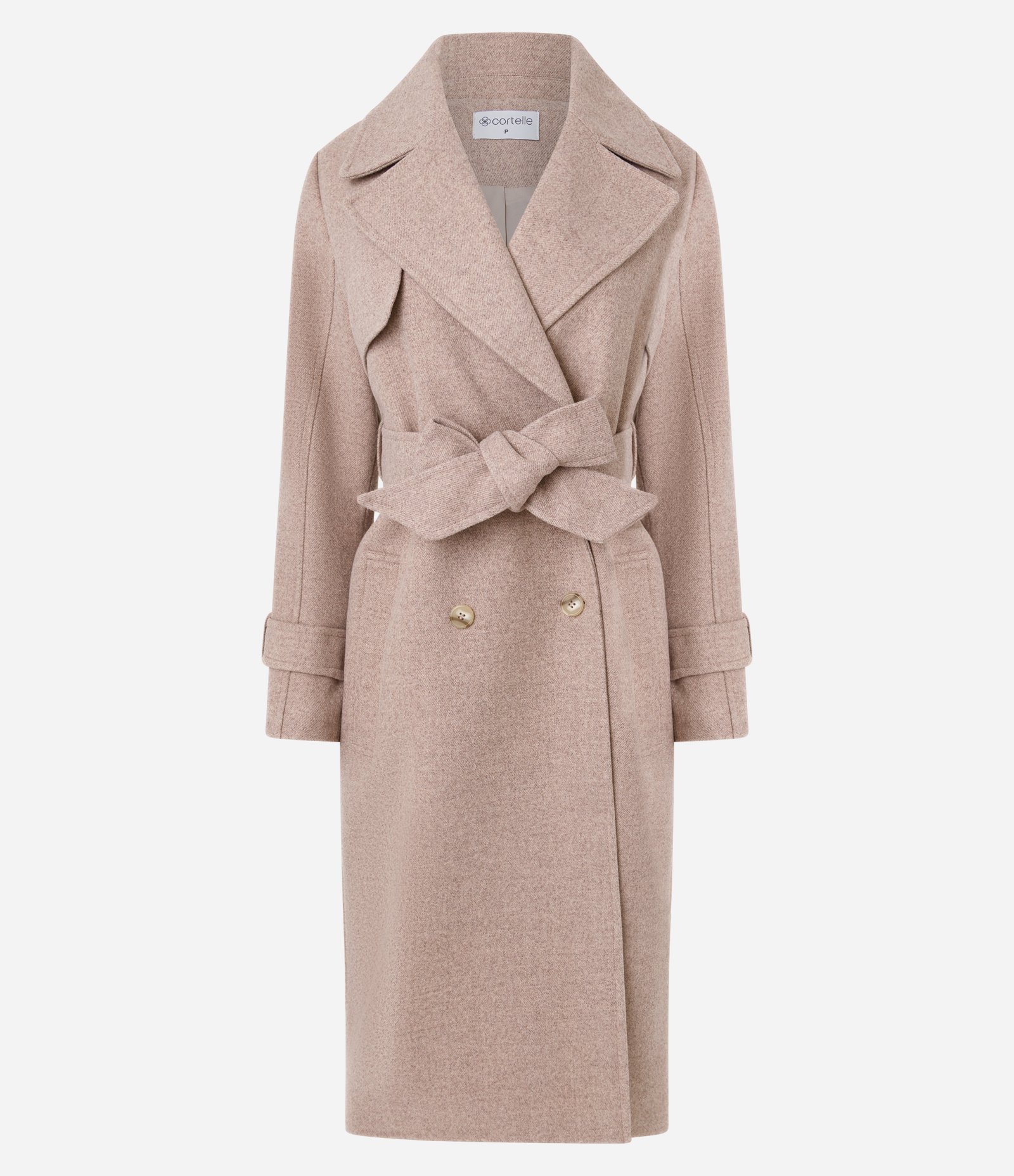 Casaco Alongado Transpassado com Botões Bege 1