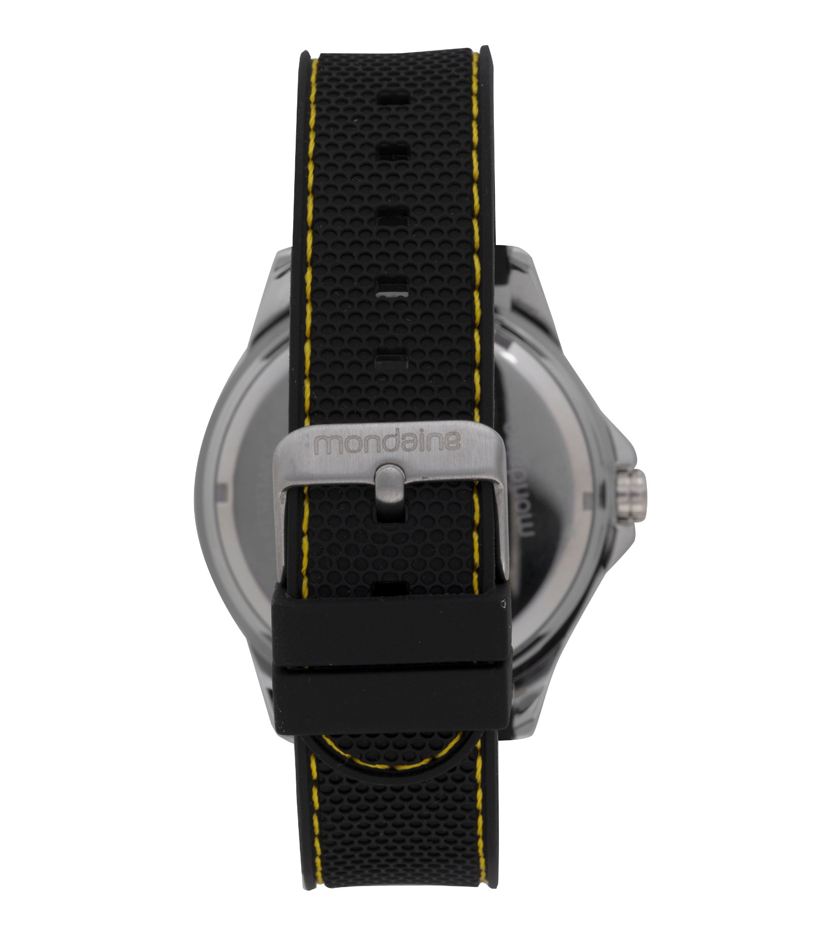 Relógio Analógico Metal Cromado e Silicone Preto Masculino Mondaine Preto 4