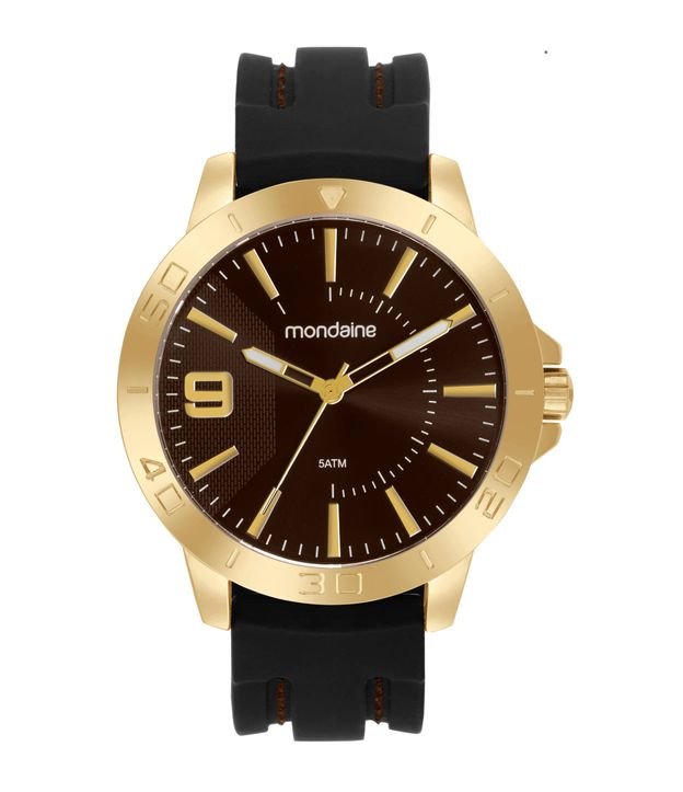 Relógio Analógico Metal Cromado e Silicone Mondaine