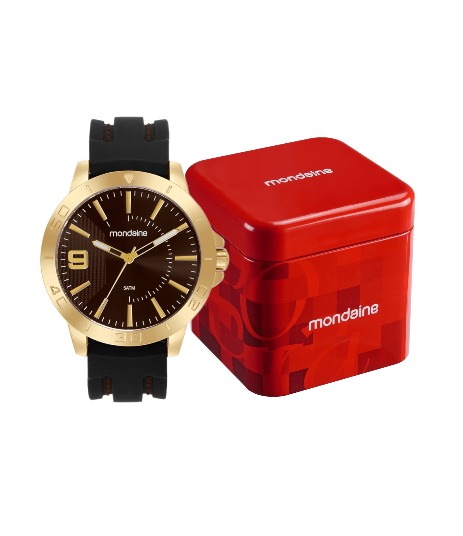 Relógio Analógico Metal Cromado e Silicone Mondaine Preto 2