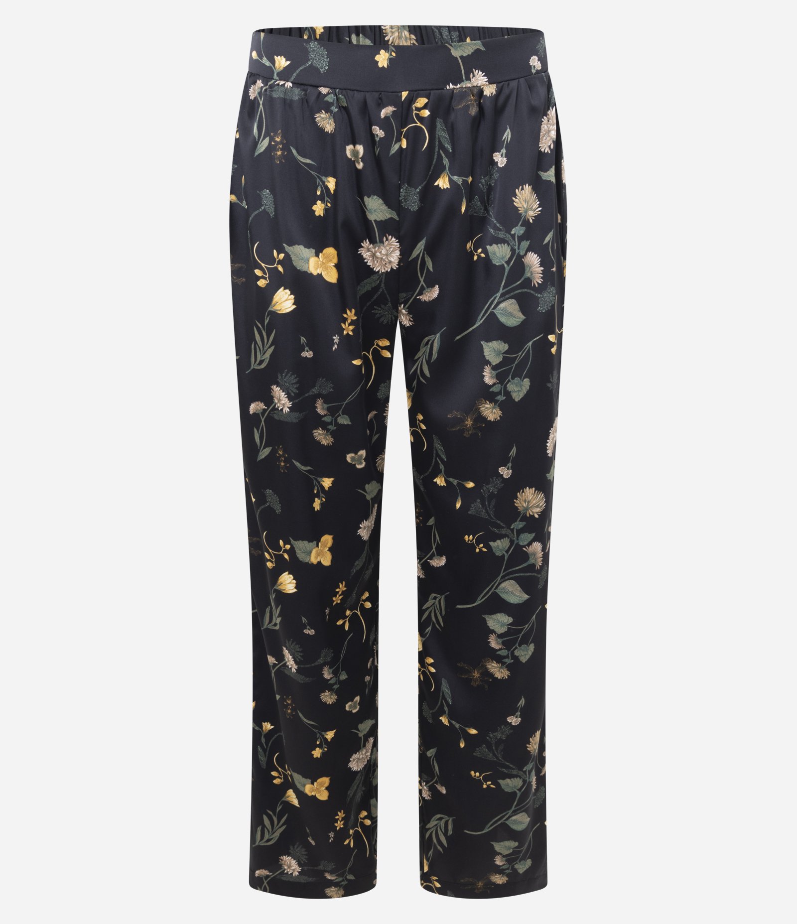 Pijama Longo Americano em Cetim com Estampa Floral Preto 3
