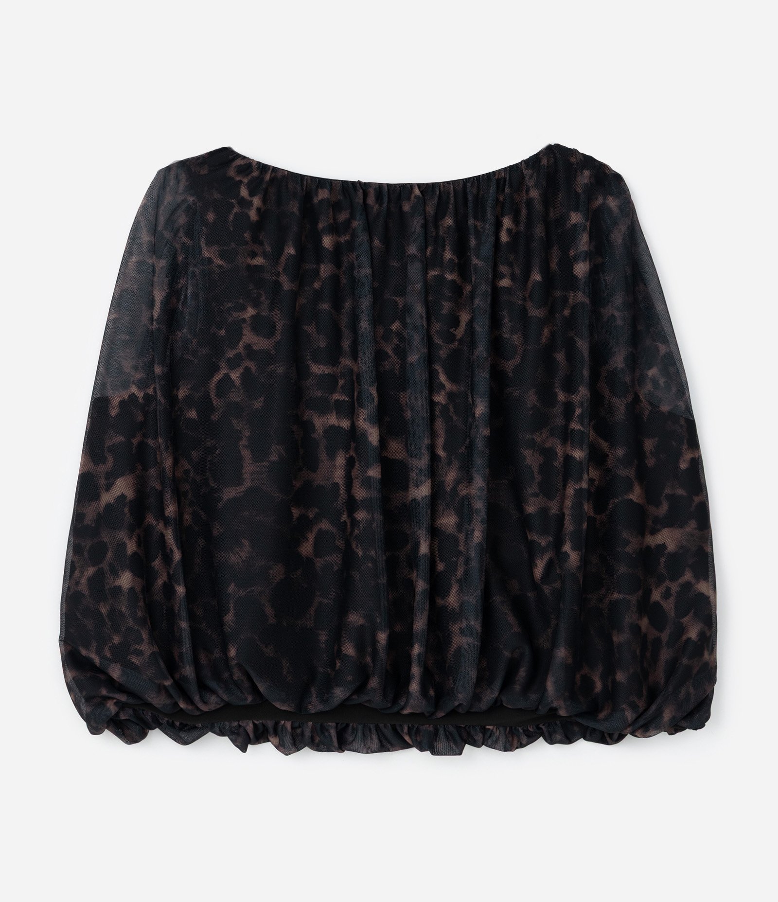 Blusa Balonê em Tule Animal Print Curve & Plus Size Preto/Marrom 5