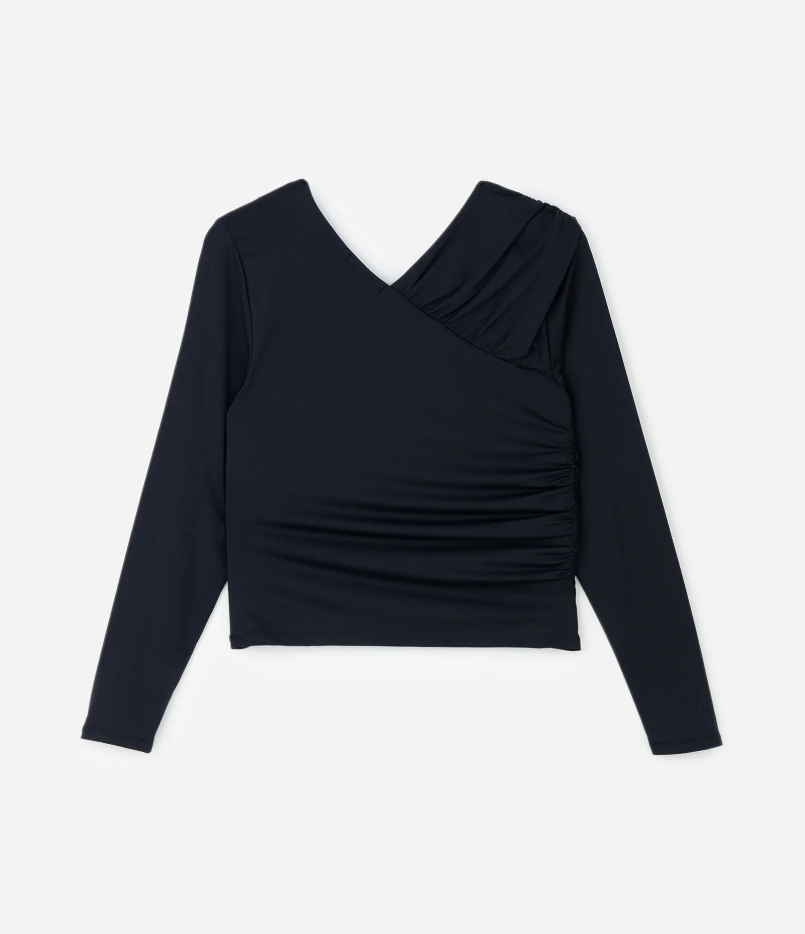 Blusa com Franzidos e Decote V Frente e Costas Curve & Plus Size Preto 5