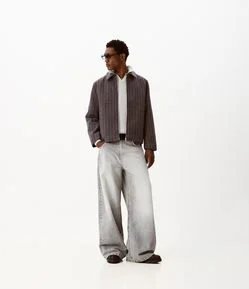 Calça Mega Baggy em Jeans com Bordado Localizado