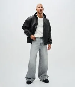 Calça Mega Baggy em Jeans com Bordado Localizado