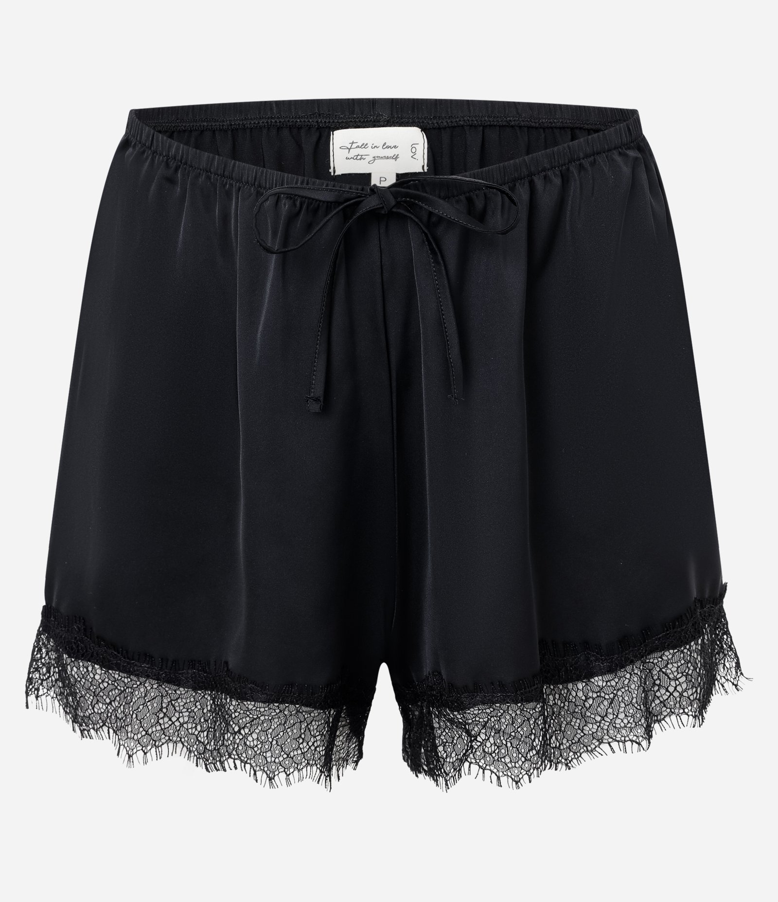 Pijama Short Doll em Cetim com Renda Preto 5