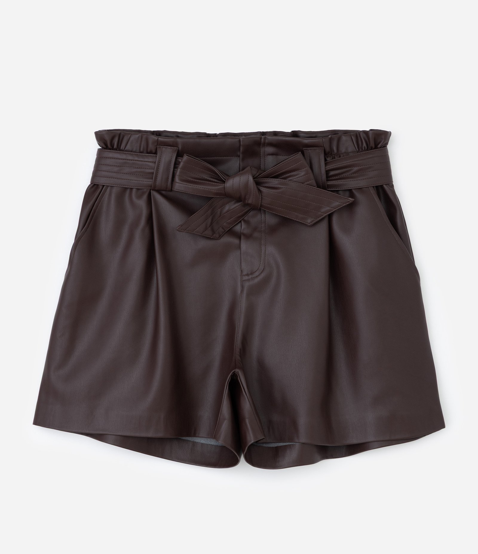 Short Clochard em PU com Faixa Curve & Plus Size Marrom 1