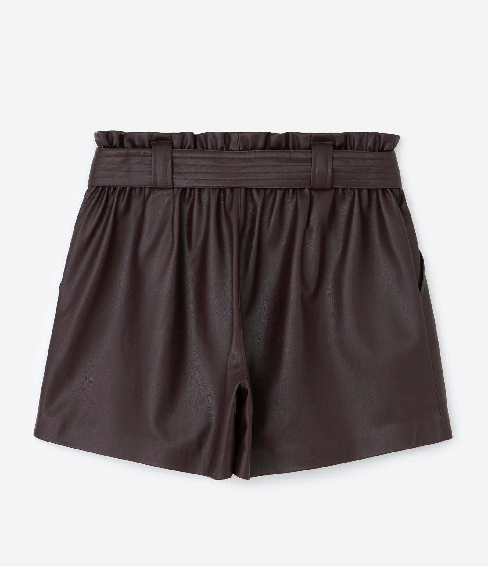 Short Clochard em PU com Faixa Curve & Plus Size Marrom 2