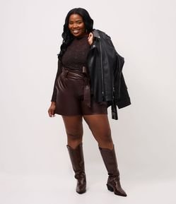 Short Clochard em PU com Faixa Curve & Plus Size