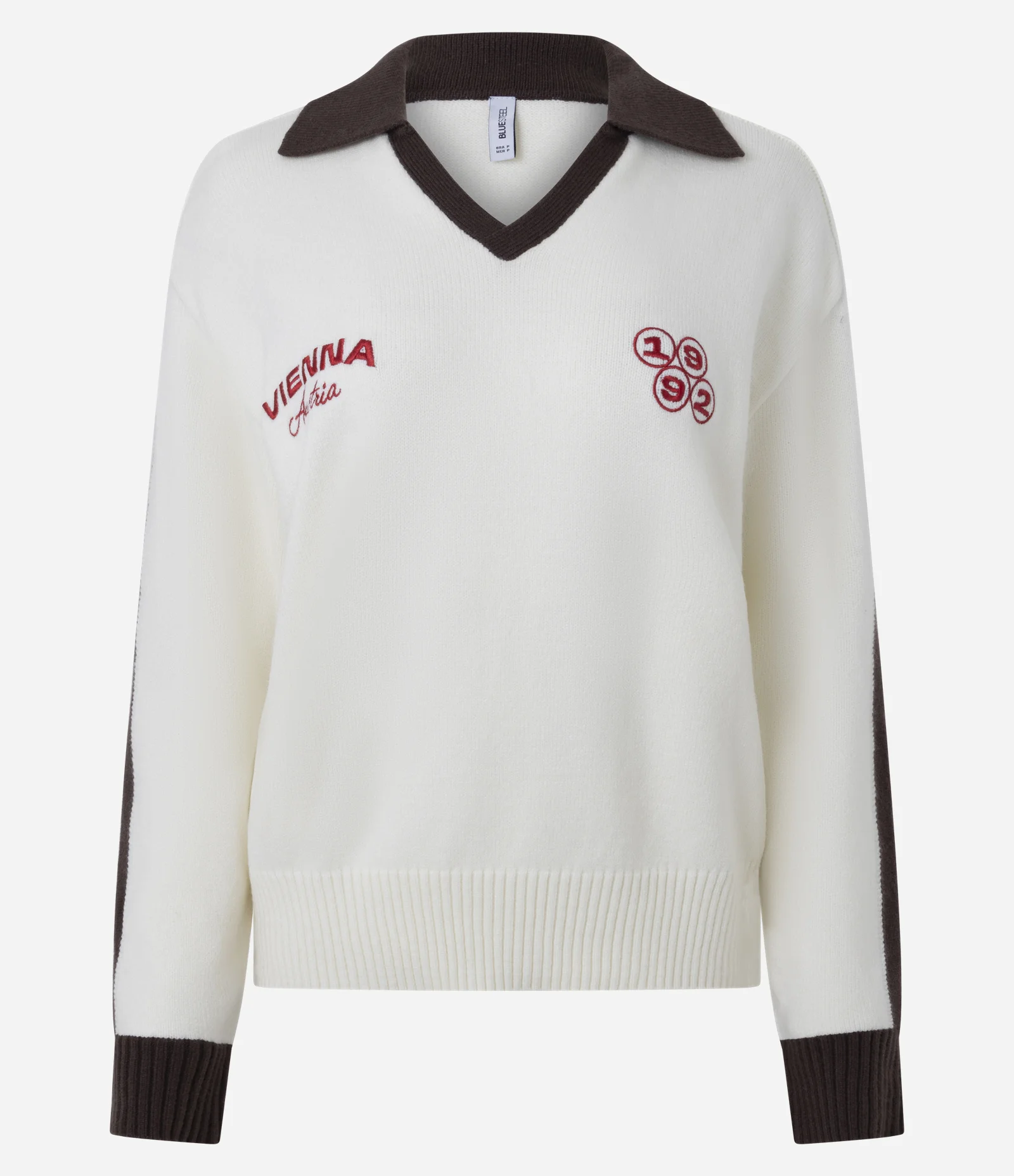 Blusão em Tricô com Lettering Vienna e Bordados Branco 5