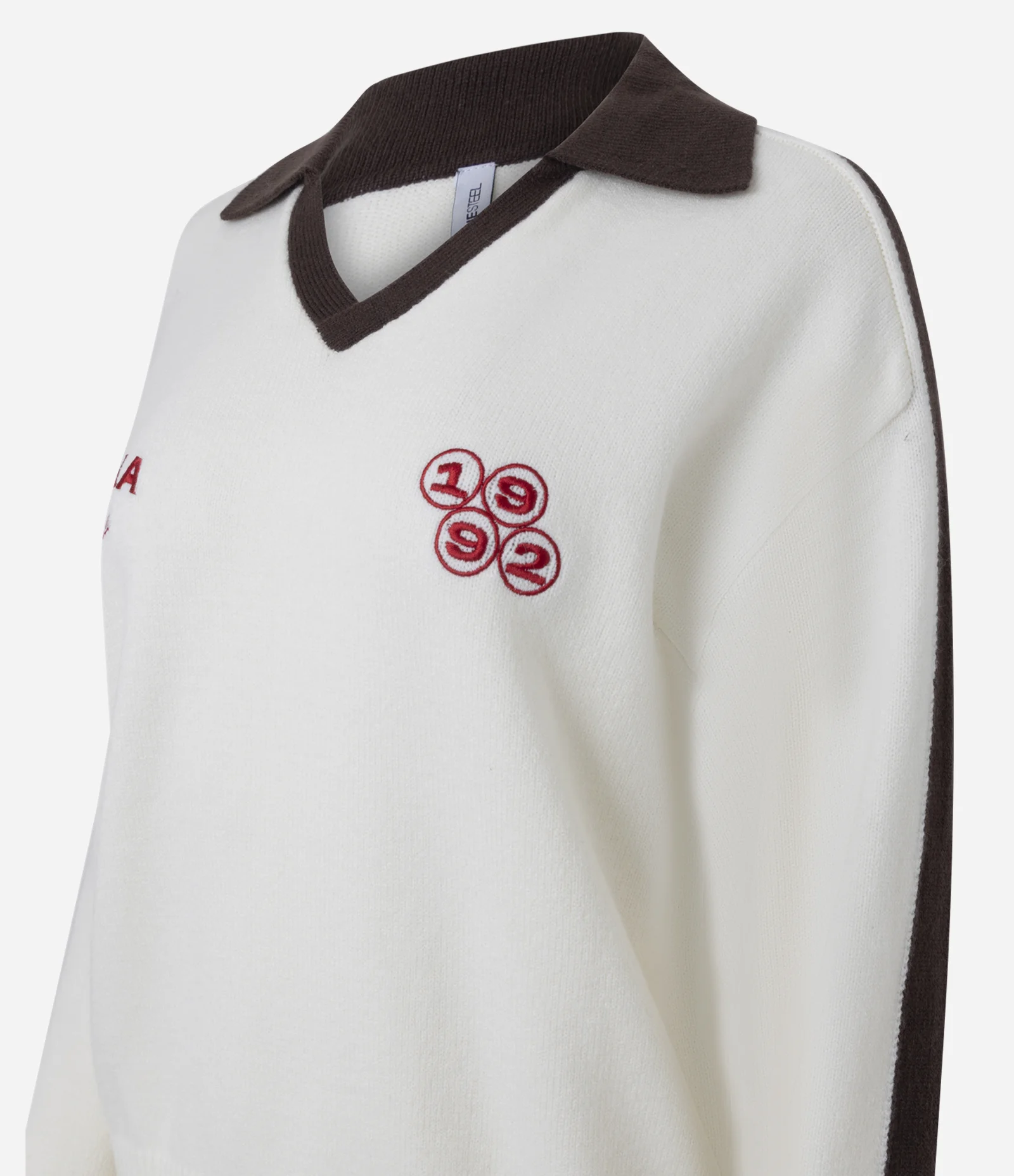 Blusão em Tricô com Lettering Vienna e Bordados Branco 6