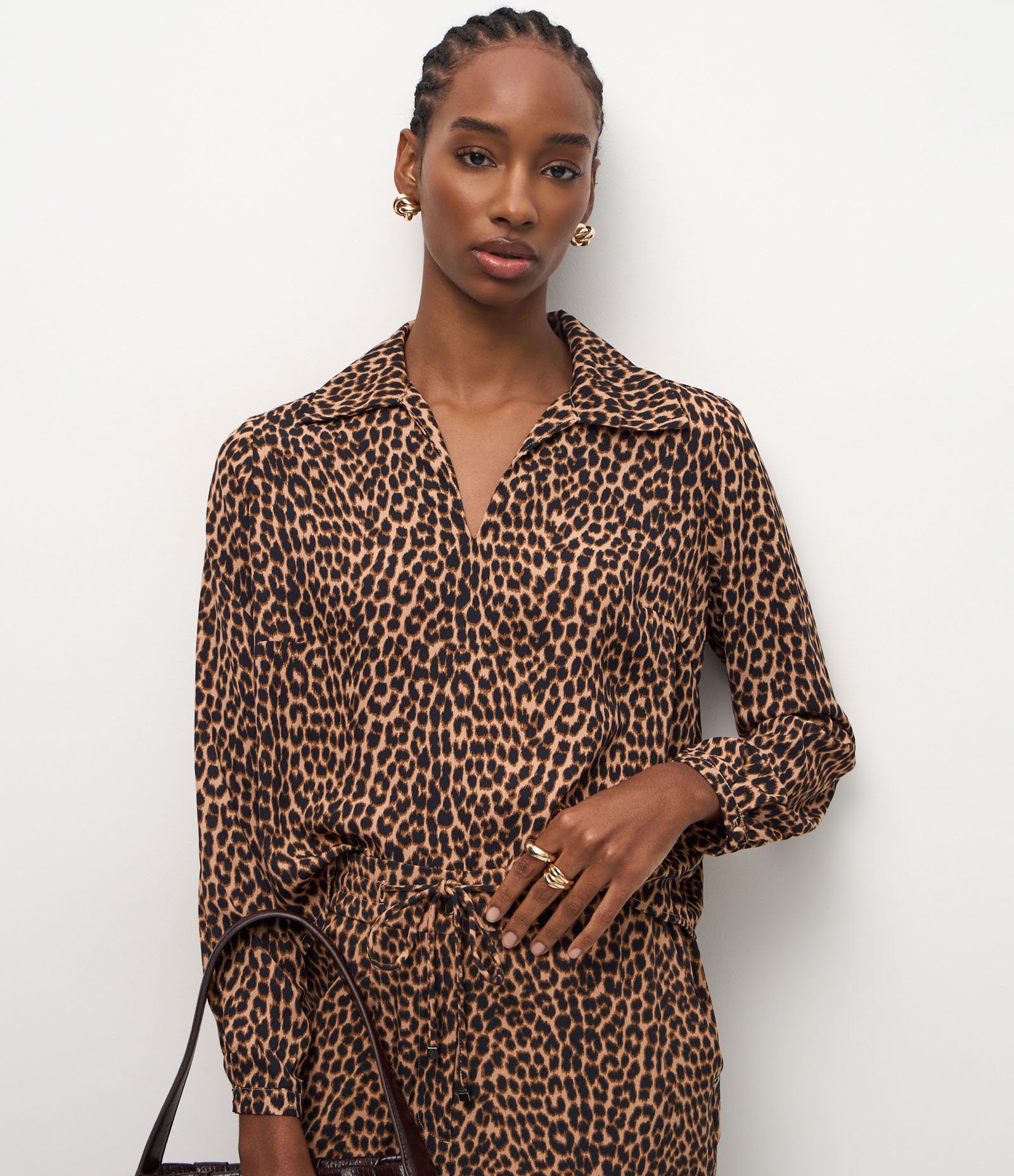 Blusa Feminina Manga Longa Animal Print Onça Chiffon Estampa de Onça 1