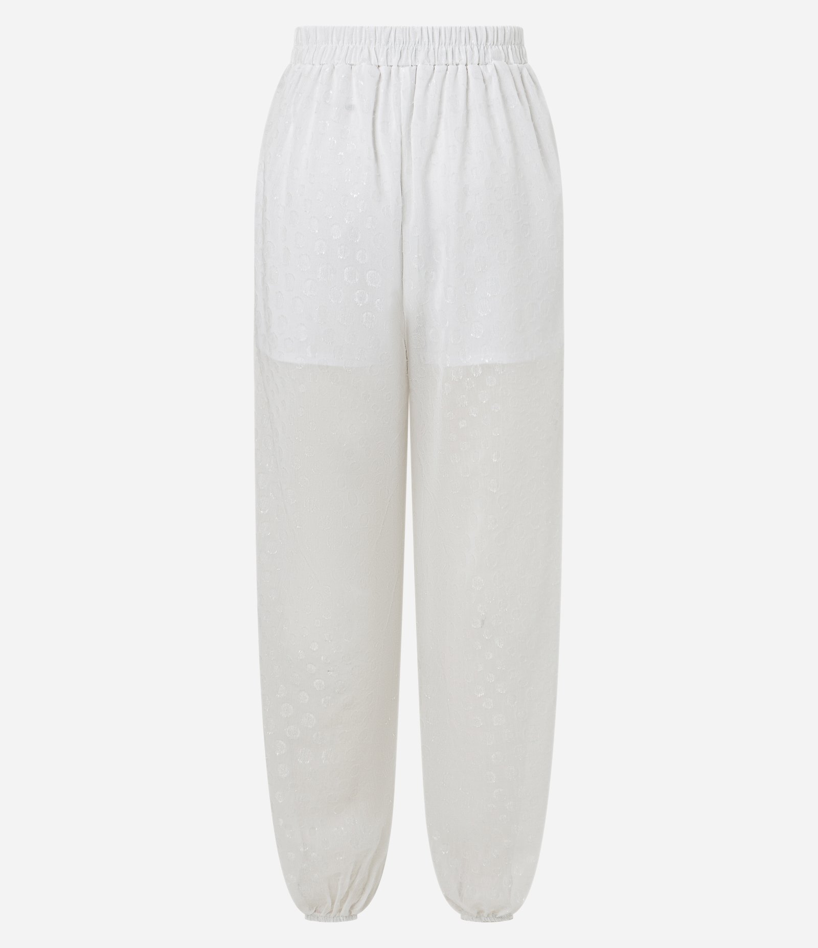 Calça Aladim em Chiffon com Transparência e Textura Branco 6