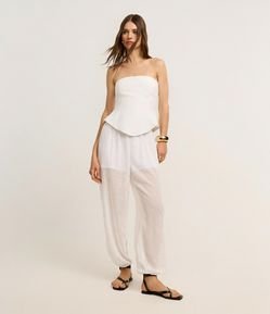 Calça Aladim em Chiffon com Transparência e Textura