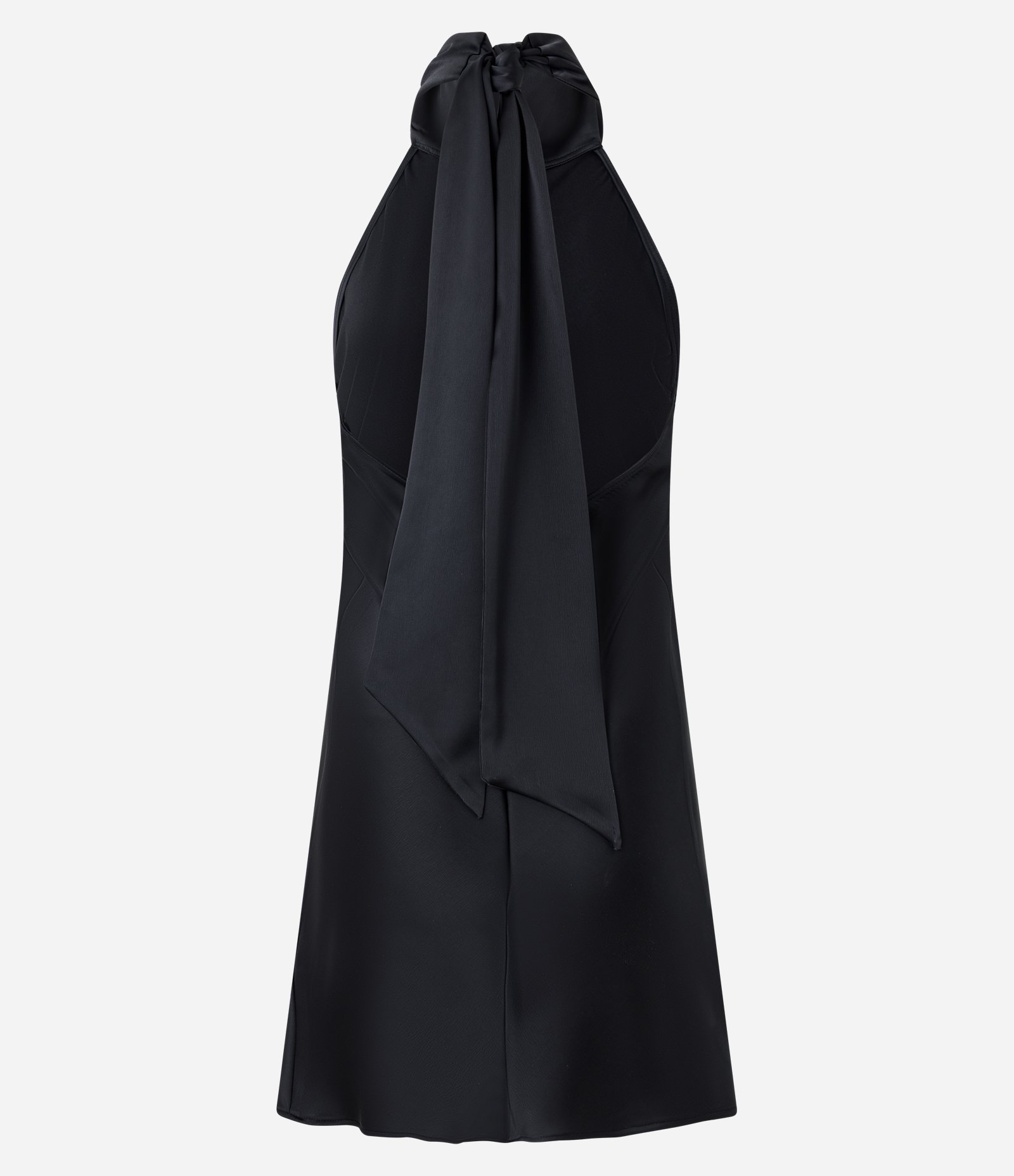 Vestido Curto em Cetim com Decote Halter e Amarração nas Costas Preto 6