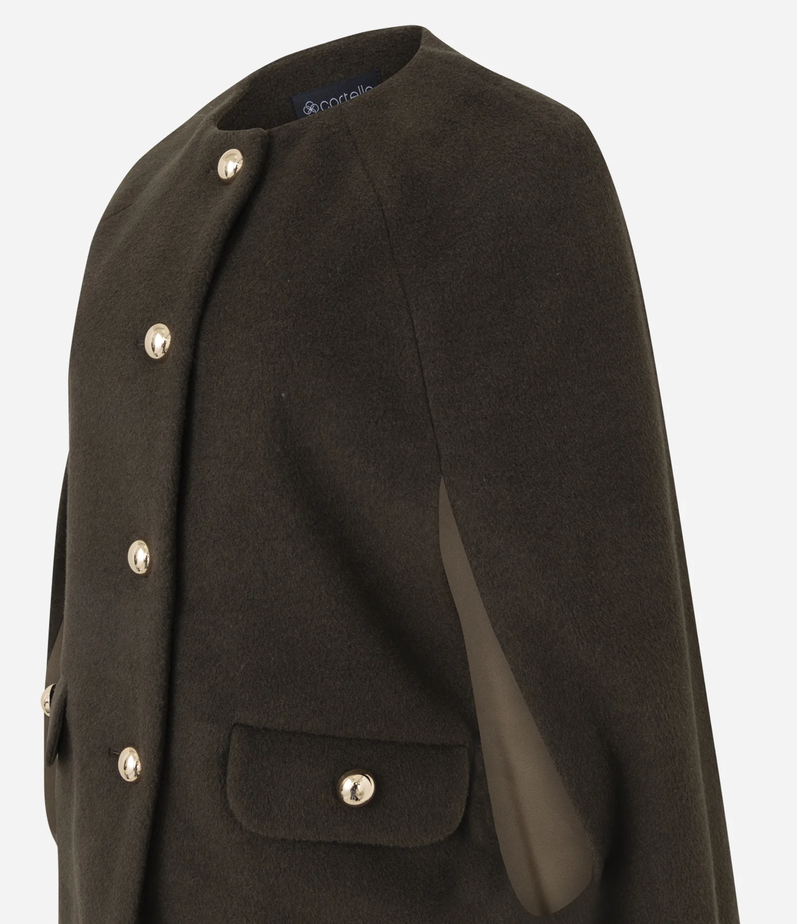 Jaqueta Pesada Tipo Poncho em Polyvelour com Botões Verde 3