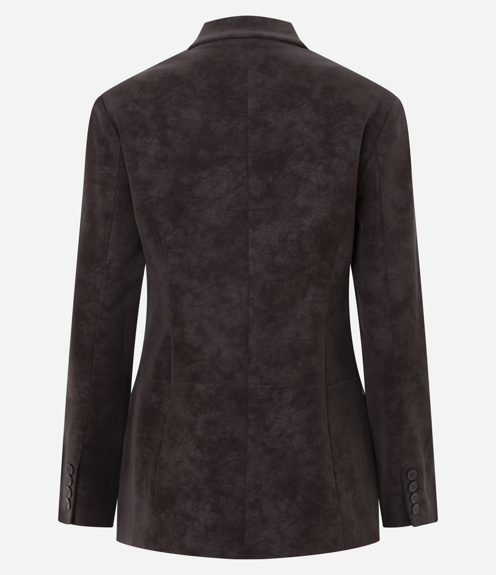 Blazer Estruturado em Suede com Abotoamento Transpassado Marrom 2