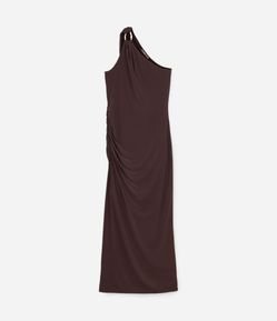 Vestido Ombro Único com Detalhe Franzido e Aviamento no Ombro Curve & Plus Size