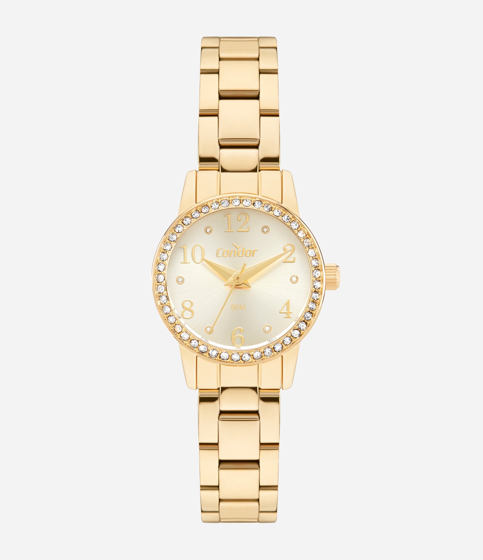 Kit Relógio Analógico Aço Condor Dourado 1