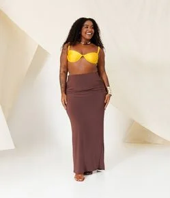 Saia Longa com Franzido no Quadril e Fenda nas Costas Curve & Plus Size