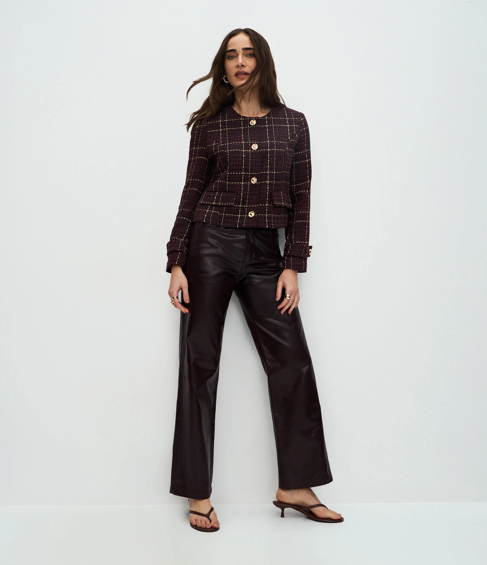 Casaqueto em Tweed com Fio Metalizado Vinho 2