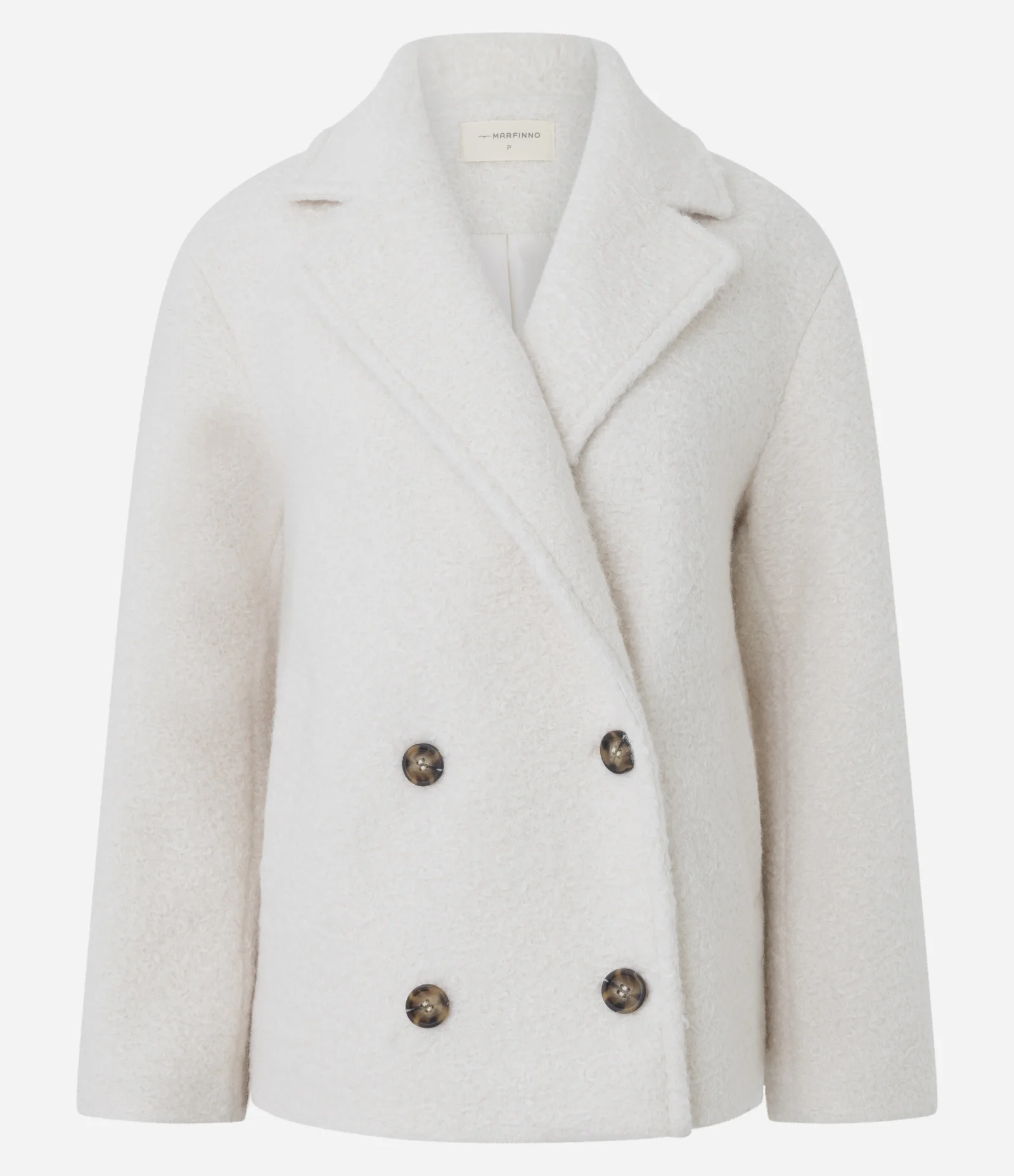 Casaco de Pelos com Abotoamento Transpassado Branco 1