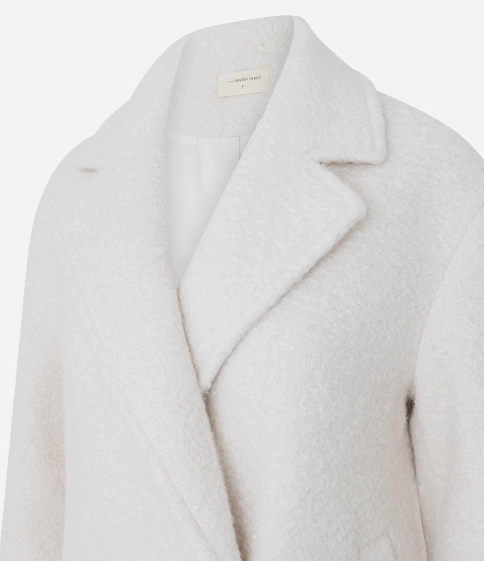 Casaco de Pelos com Abotoamento Transpassado Branco 2