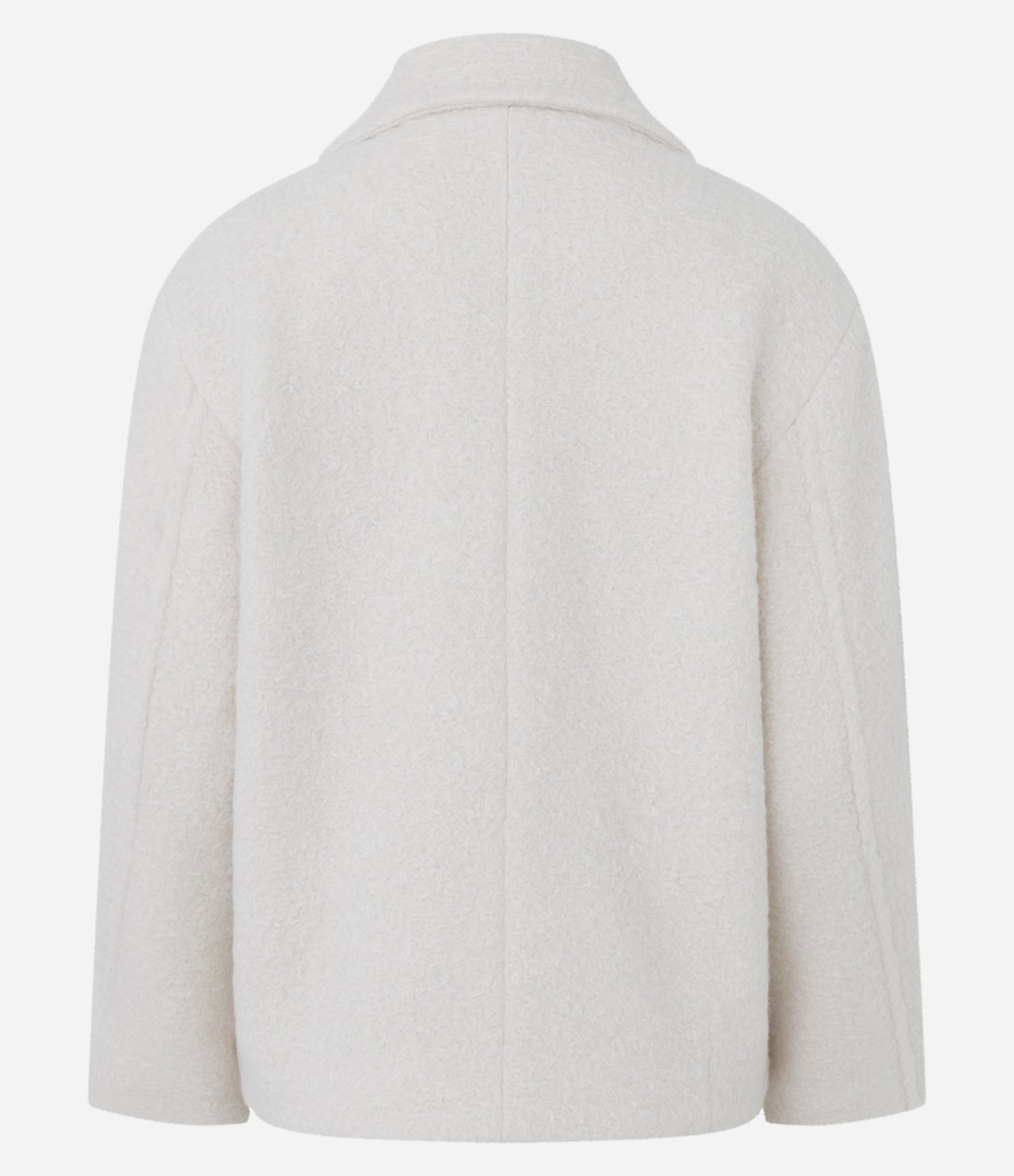 Casaco de Pelos com Abotoamento Transpassado Branco 3