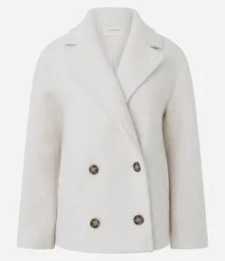 Casaco de Pelos com Abotoamento Transpassado