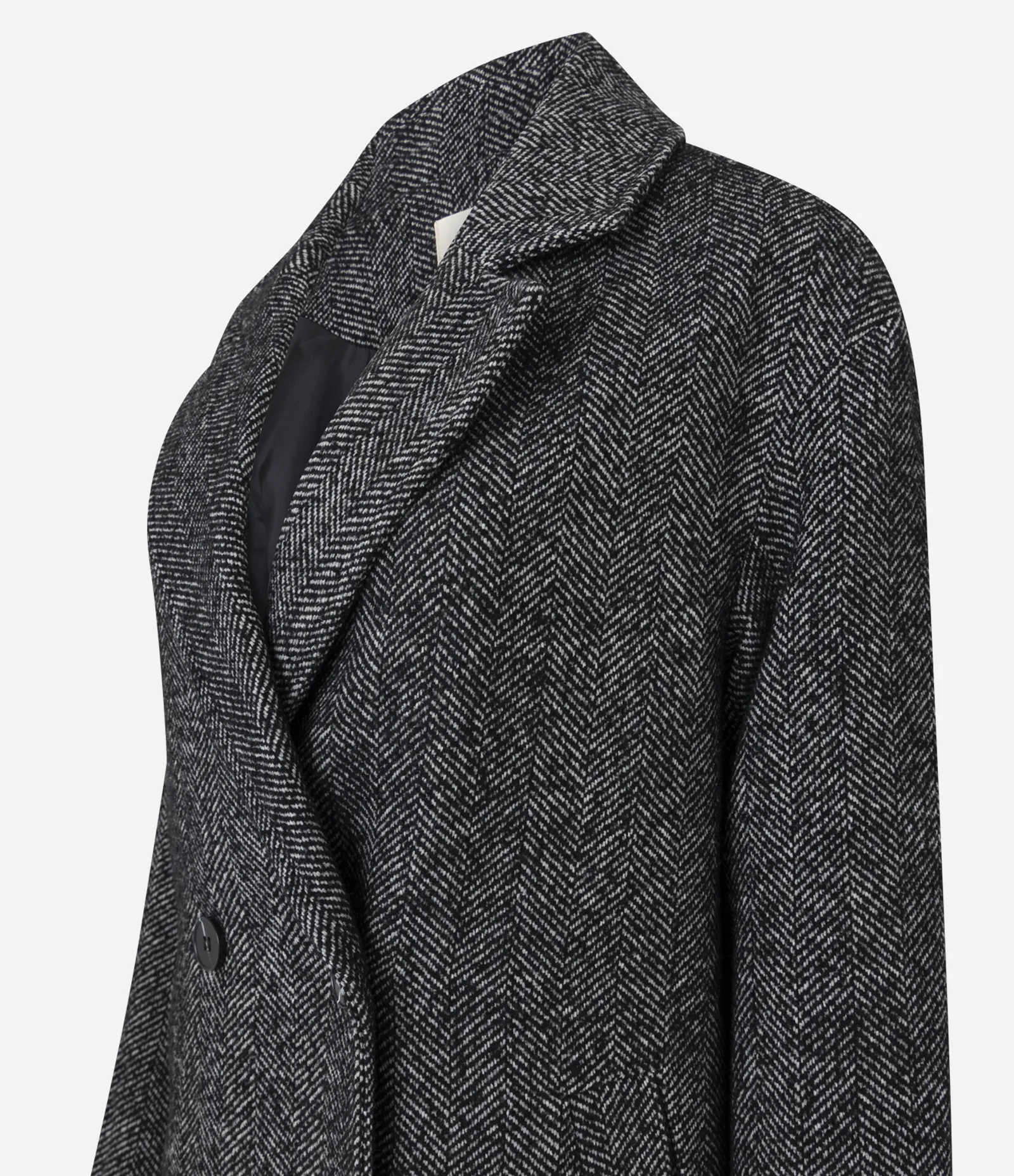 Casaco Alongado com Padronagem Espinha de Peixe Preto 2