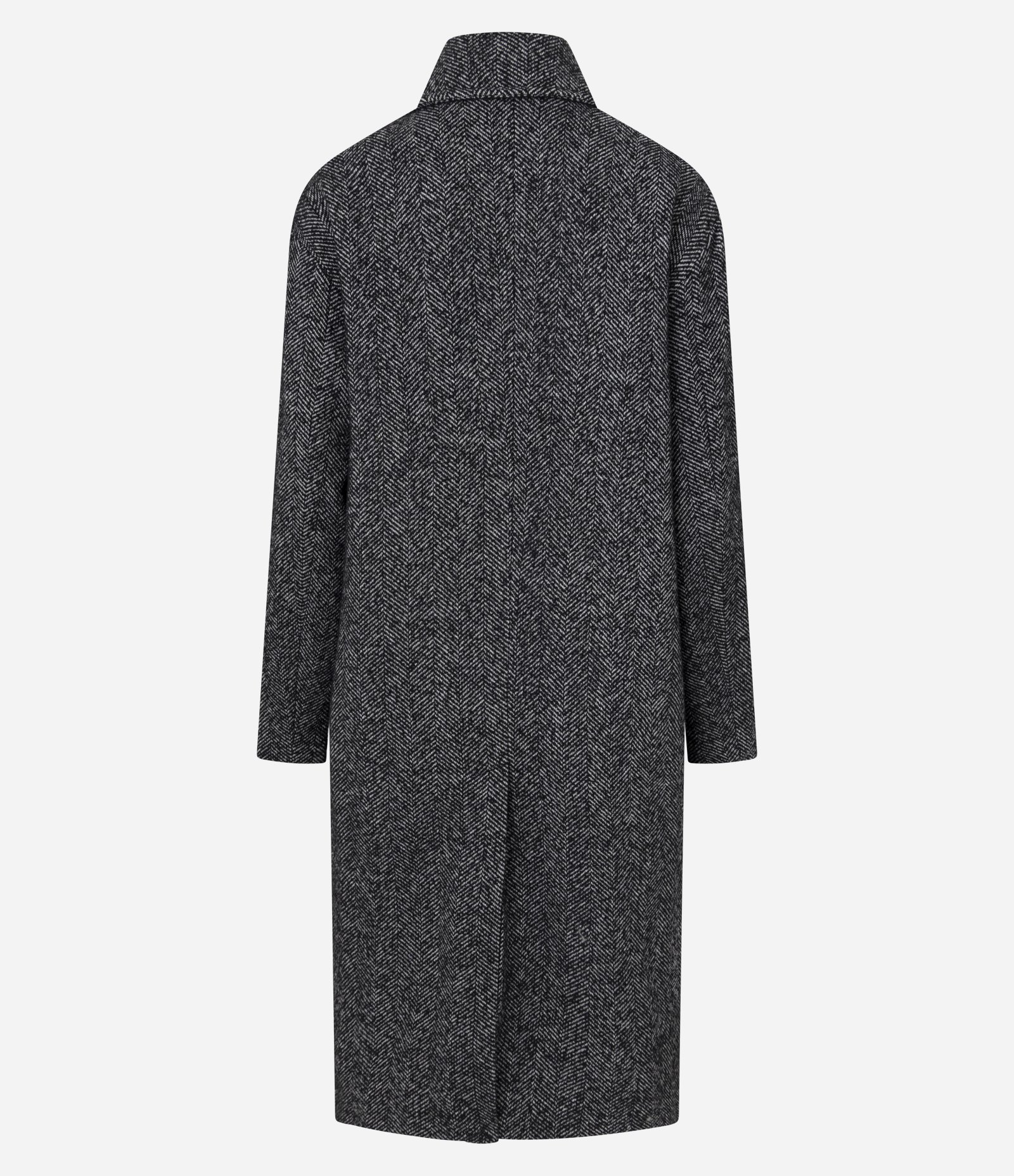 Casaco Alongado com Padronagem Espinha de Peixe Preto 3