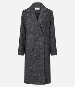 Casaco Alongado com Padronagem Espinha de Peixe