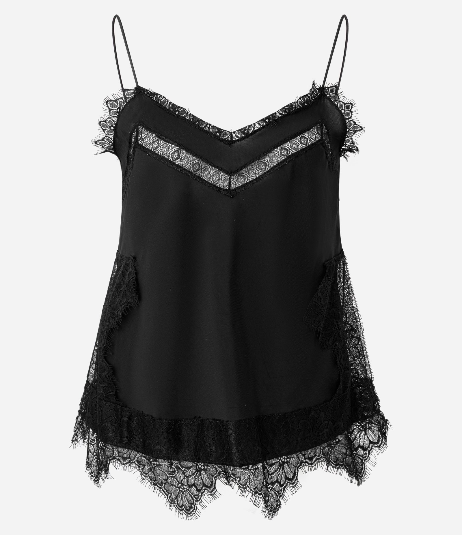 Blusa em Cetim com Detalhes em Renda e Fenda Lateral Preto 4