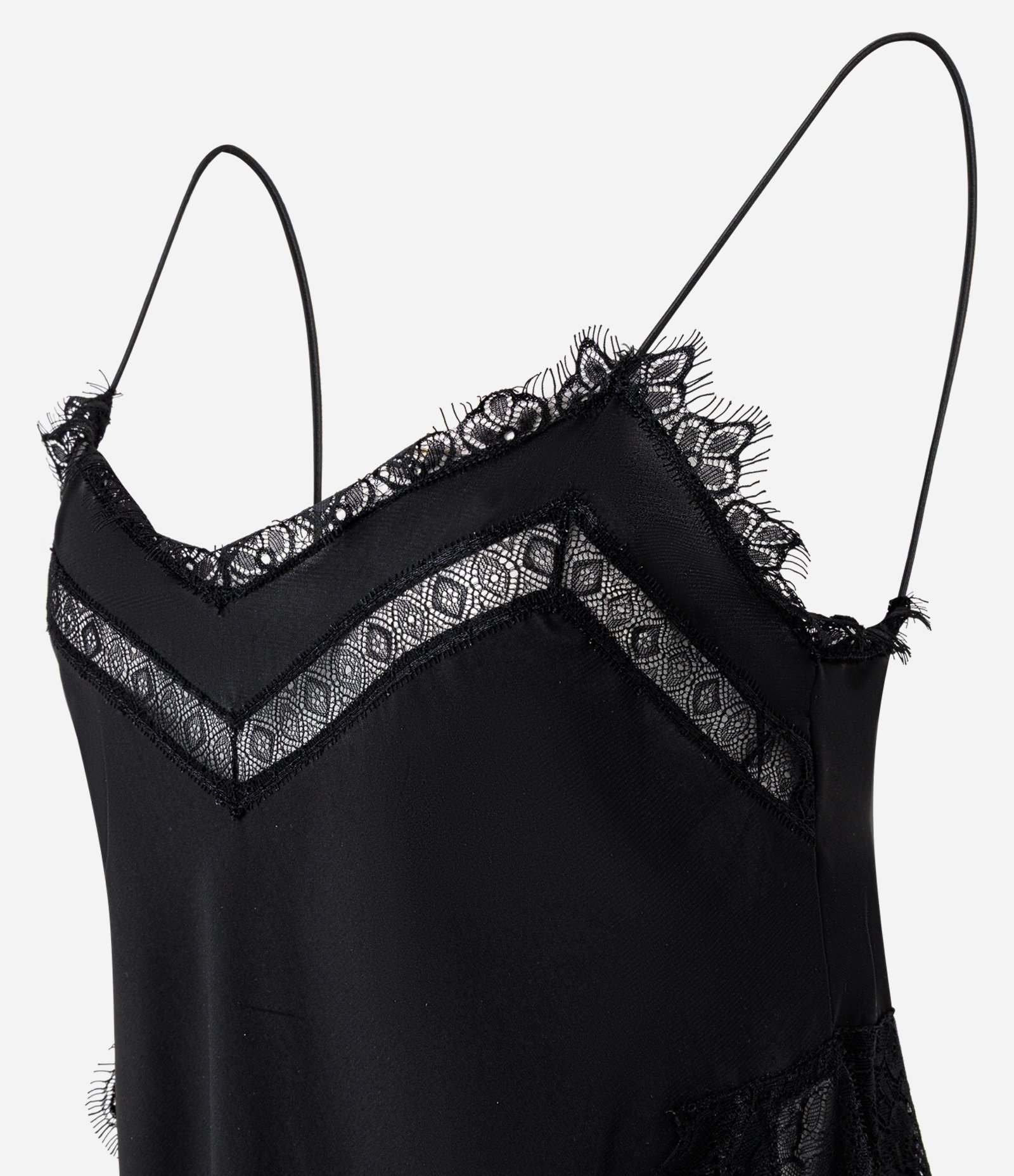 Blusa em Cetim com Detalhes em Renda e Fenda Lateral Preto 5