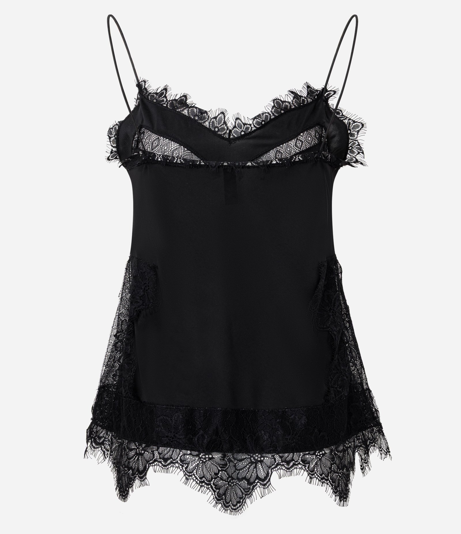 Blusa em Cetim com Detalhes em Renda e Fenda Lateral Preto 7