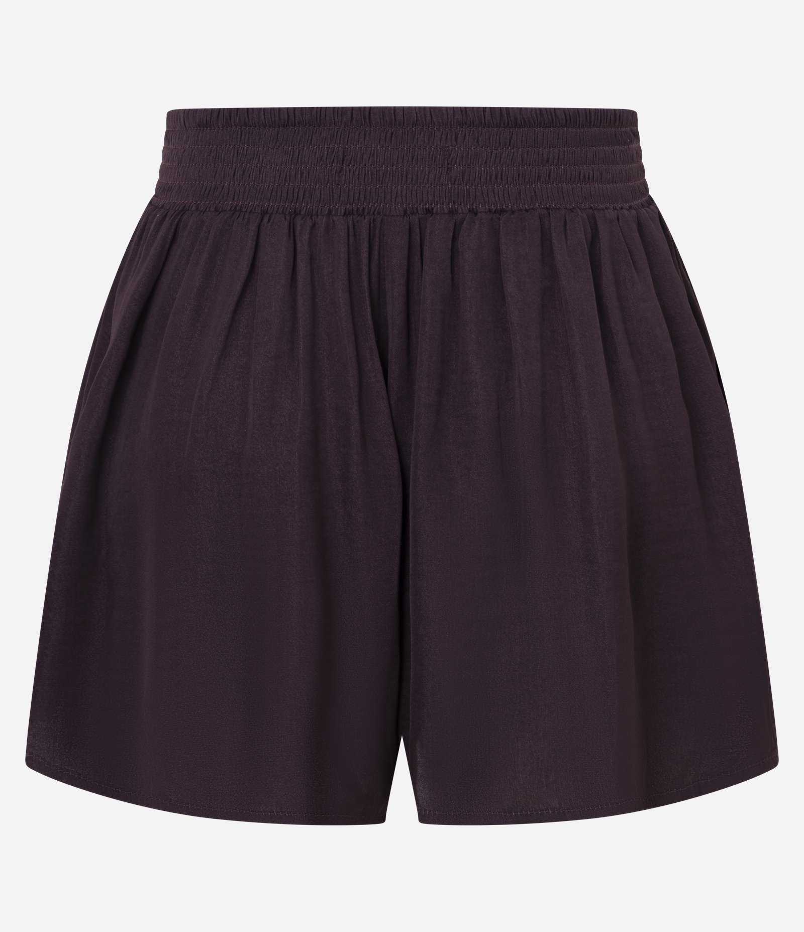 Short Evasê Acetinado com Cintura Alta e Tassel Bordô 6