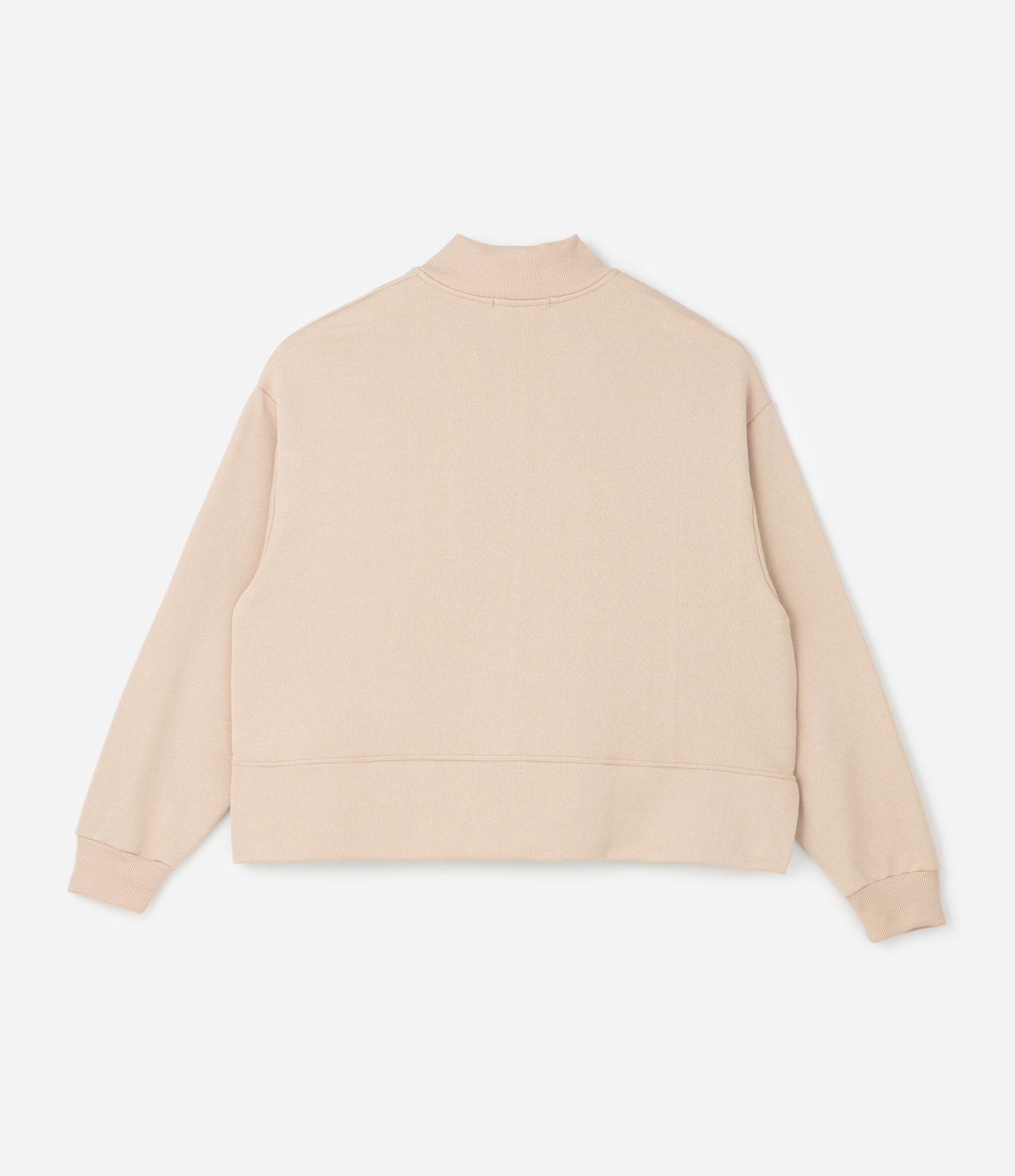 Blusão Moletom Esportivo com Half Zíper e Abertura Lateral Curve & Plus Size Bege 2