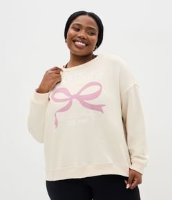 Blusão em Moletom com Estampa de Laço Curve & Plus Size