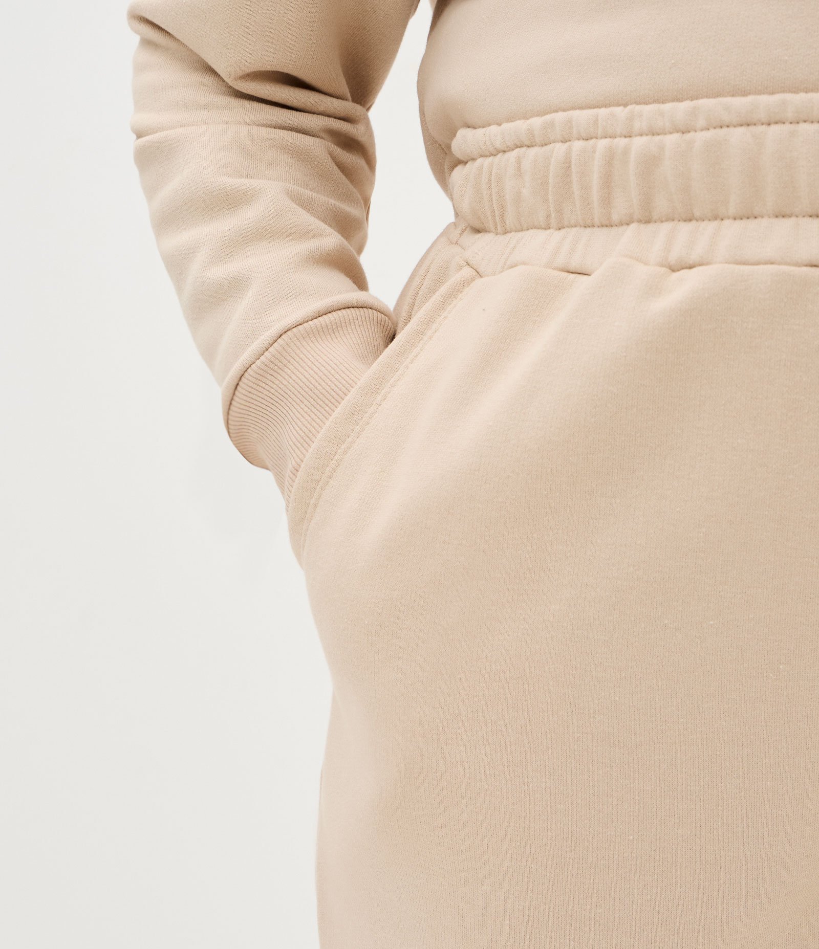 Calça Wide Leg de Moletom Esportiva com Abertura Lateral Curve & Plus Size Bege 3