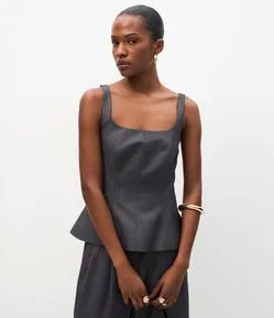 Blusa de Alfaiataria com Barra Peplum