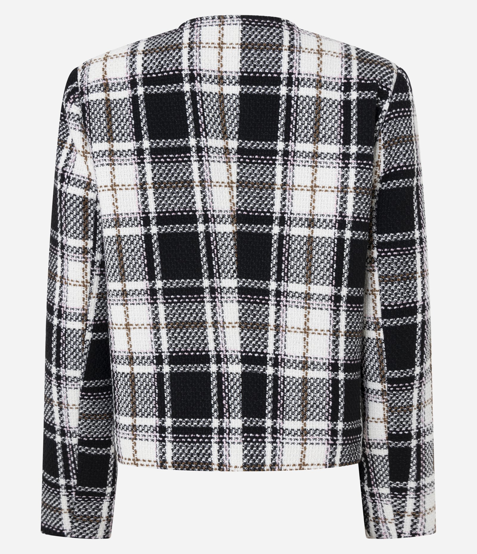 Jaqueta em Tweed com Bolsos e Gola Redonda Preto 3